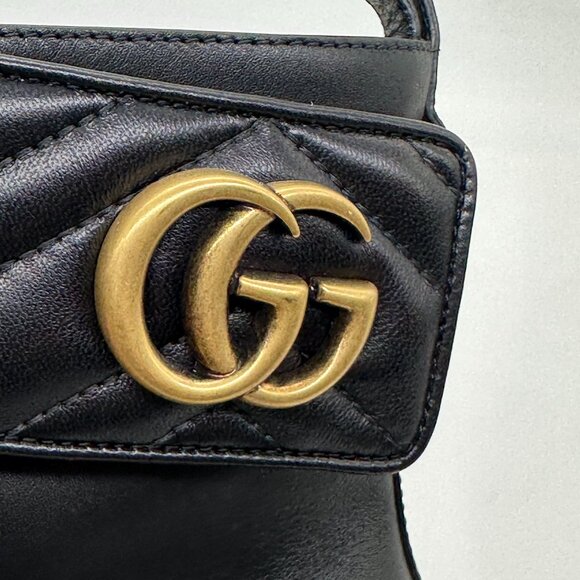 Gucci GG Logo Metalasse Leather Strap Combat Lace Up Ankle Bootie Boots - Picture 14 of 16